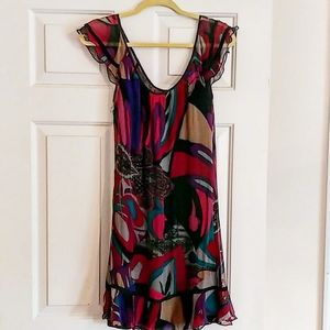 Multicolored Tunic Top w/ Rouffled Sleeves